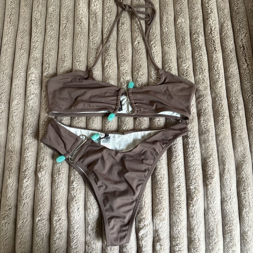 PrettyLittleThing Brown Bikini with Teal Accents